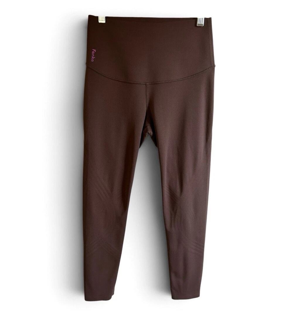 Fanka Reversible Body Sculpt Compression Leggings Brown Women S/M 23” Inseam